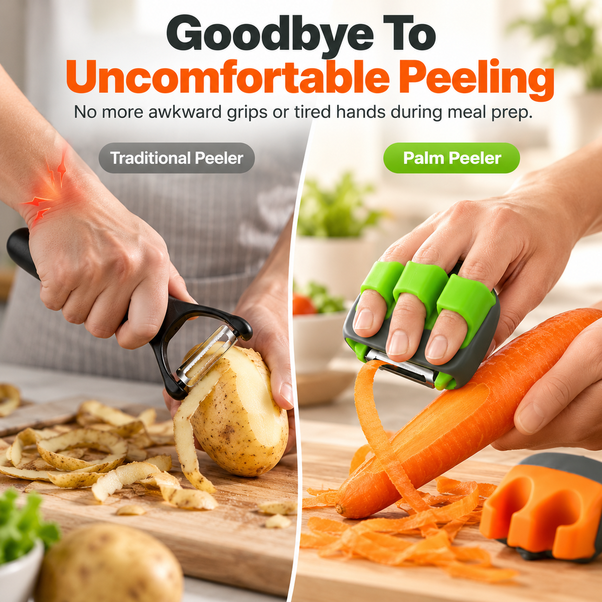 🥕2Pcs Palm Vegetable Peeler – Finger Grip Kitchen Tool for Faster & Easier Food Prep