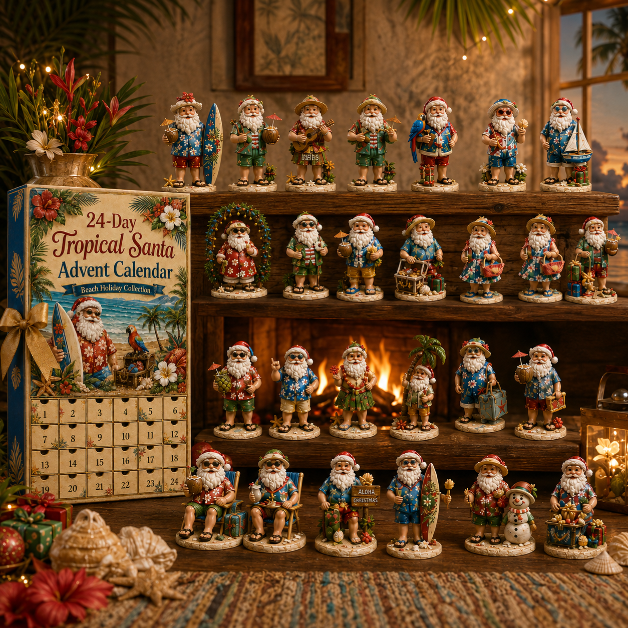 ✨24-Day Christmas Countdown Advent Calendar –Beach Santa