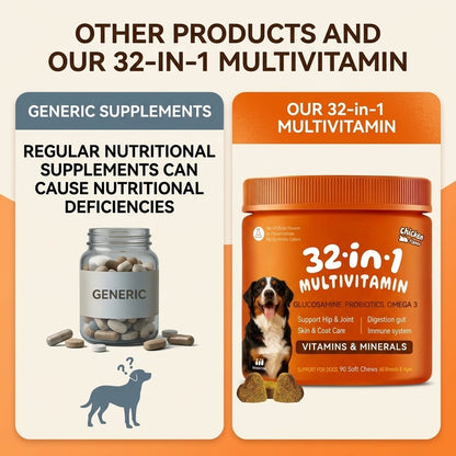 🐶 32-IN-1 ALL-IN-ONE MULTIVITAMIN CHEWS FOR DOGS