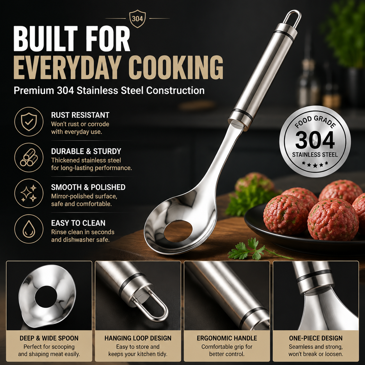 Stainless Steel Meatball Maker Spoon – Make Perfect Meatballs Without Messy Hands