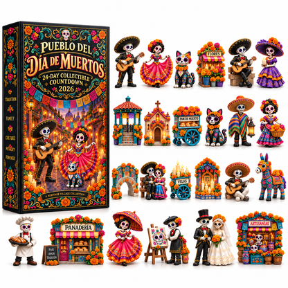💖Pueblo del Día de Muertos 2026 Countdown Calendar with 24 Unique Miniatures