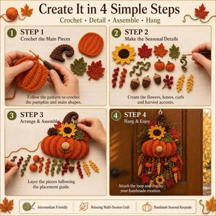 🔥🧶 DIY Seasonal 3D Crochet Door Hanger Kit Collection | Coordinated Yarn, Filling, Accessories & Step-by-Step Instructions Included 💕