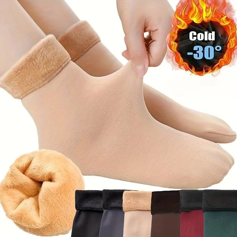 6 Pairs Women's Heavyweight Fuzzy Closed Fast-Heating Underwear Socks🧦