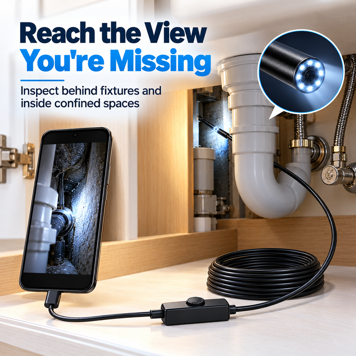 🔧 HD Inspection Camera – See Inside Tight Spaces 🔍