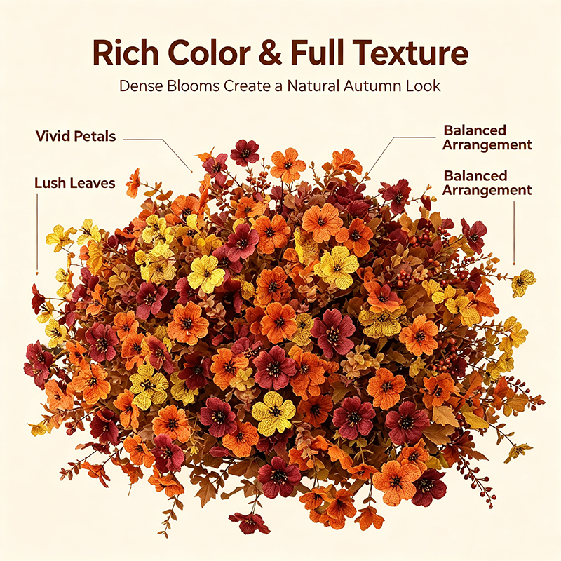 🔥HOT SALE 50 % OFF🍂Fall Artificial Flower Halloween 12pcs, UV Resistant Colorful Fake Flower🍂