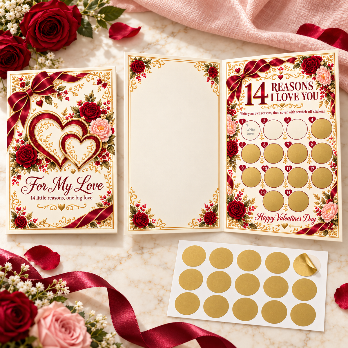 14 Reasons I Love You Scratch Off Valentine’s Card | Romantic Scratch Card Gift