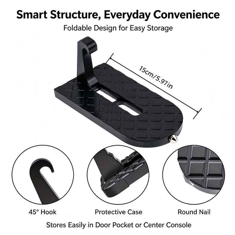 Car Door Step with Safety Hammer, Automotive Compact Anti-Slip Roof Latch Hook Ladder 🚗