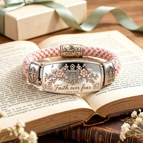 ✝️ Faith Over Fear Christian Cross Bracelet – Isaiah 41:10 Keepsake