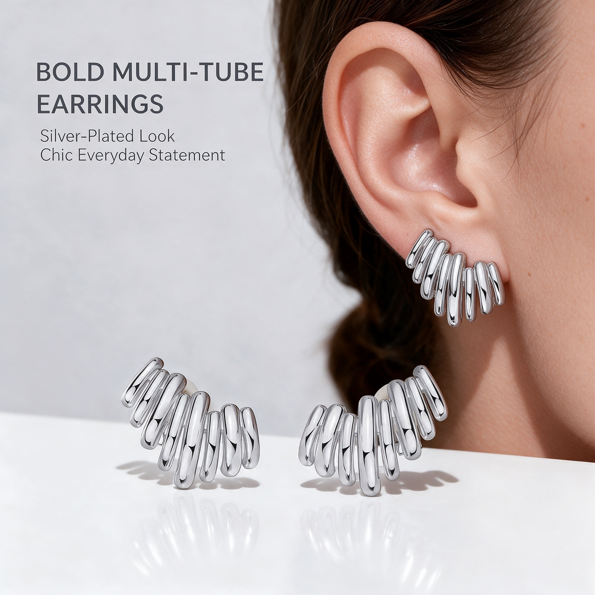14K Gold Plated Statement Climber Stud Earrings for Women ✨💎