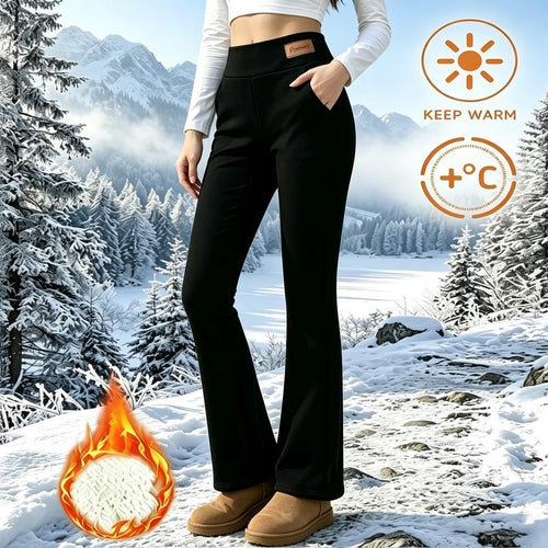 Women's Thermal Thick Lambskin High-Waisted Micro-Flared Pants 👖