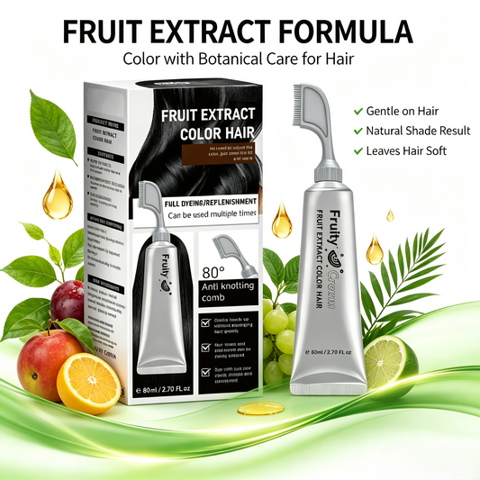Fruit Extract Hair Dye Comb / Hair Dye Cream — Portable Home Use, Gentle Plant-Based Hair Dye for Full Hair Coloring, Reusable No Mix Hair Color