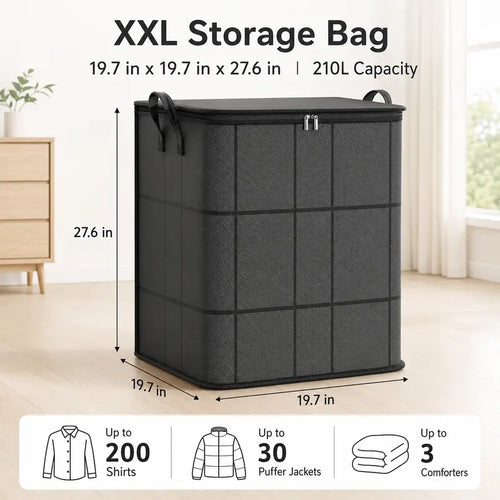Spacious Moving Storage Bin, Zippered Organizer for Quilts, Large Capacity Fabric Bag for Moving Day & Bedroom Use 📦