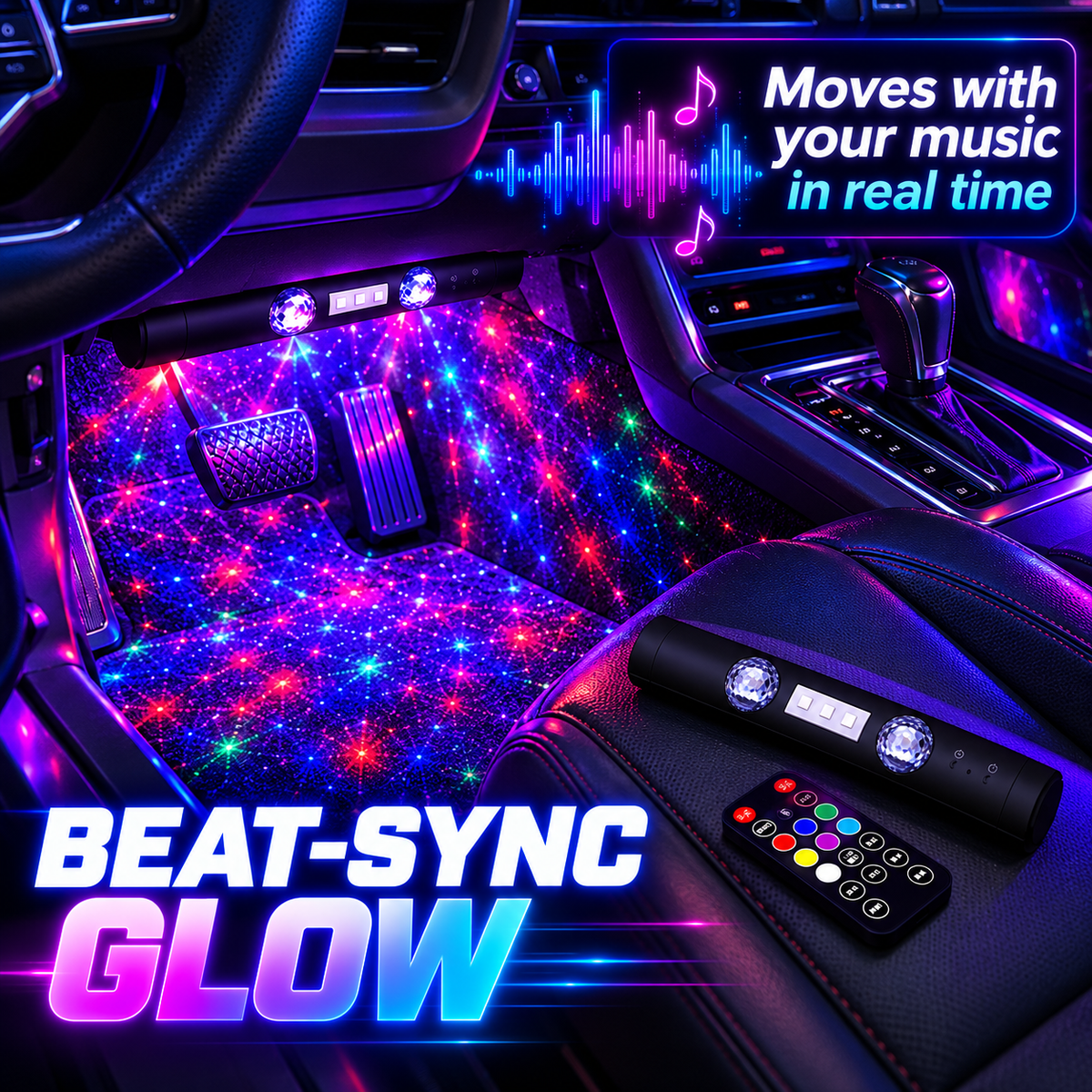 Car RGB Sound-Activated Ambient Starlight Bar🚗