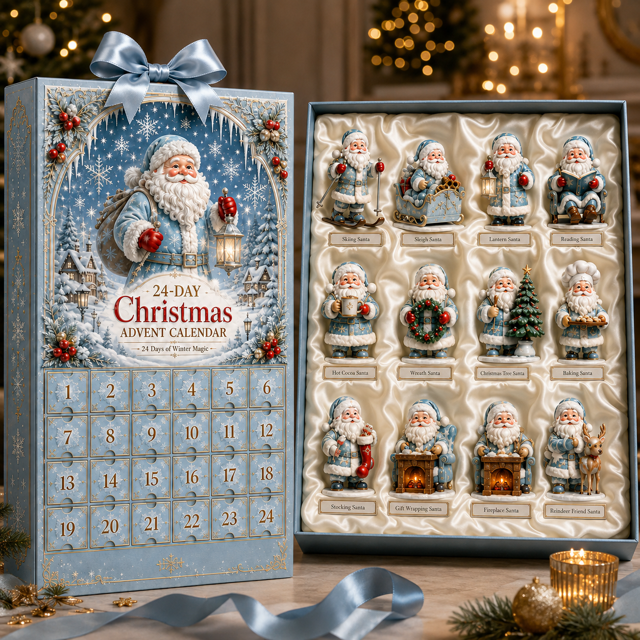 ✨24-Day Christmas Countdown Advent Calendar –Icy Santa Claus Ornament
