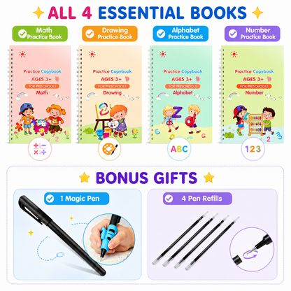 💥LAST DAY SALE 50%OFF💥📚MagicBook | Kids Practice Copybook Set (4Pcs/Set)