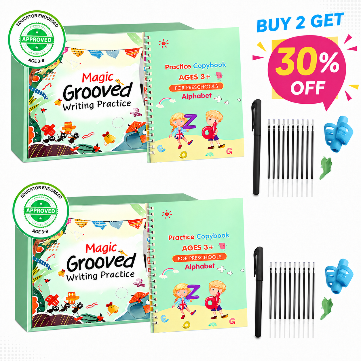 💥LAST DAY SALE 50%OFF💥📚MagicBook | Kids Practice Copybook Set (4Pcs/Set)