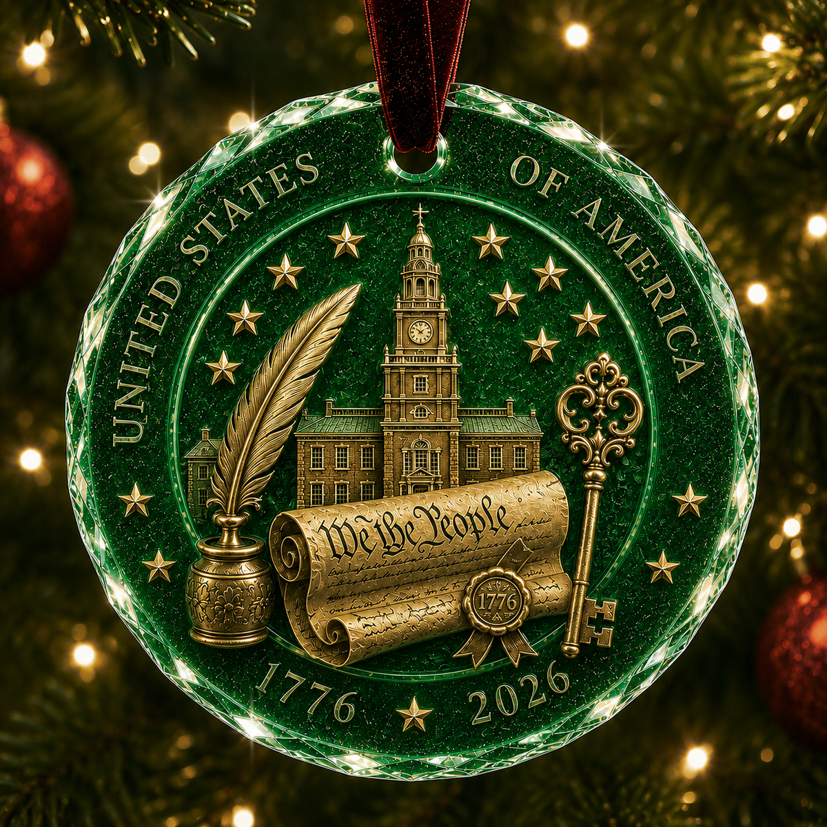🎉🇺🇸 Limited Edition! 🔥🎄 2026 America 250th Anniversary Christmas Ornament