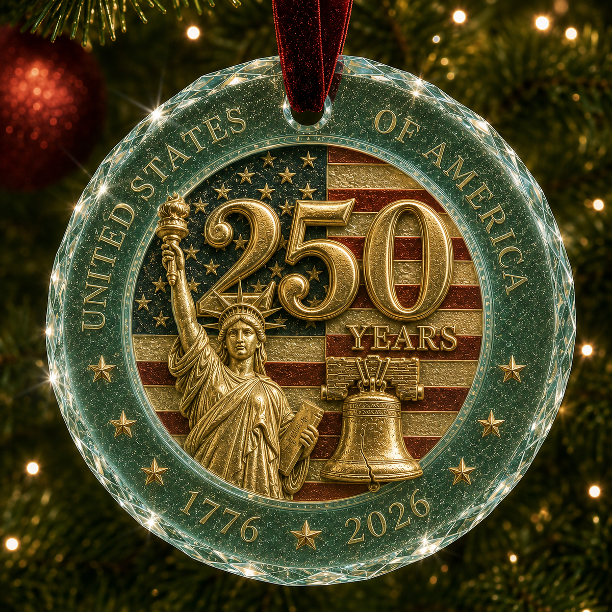 🎉🇺🇸 Limited Edition! 🔥🎄 2026 America 250th Anniversary Christmas Ornament