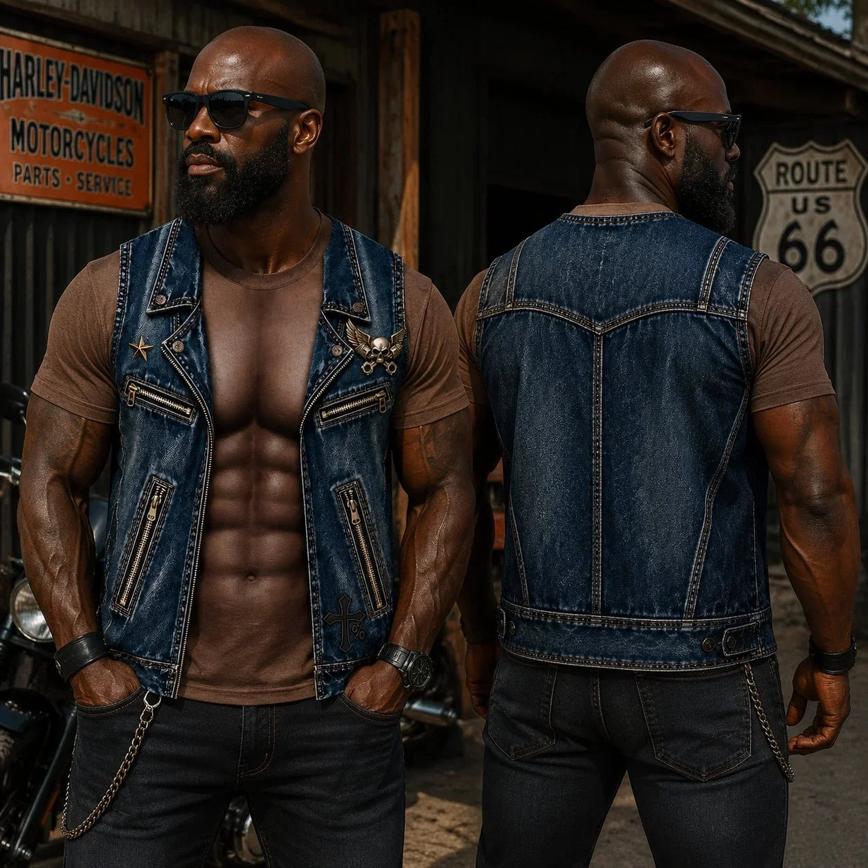 😎3D Illusion Six-Pack Abs Biker Vest T-Shirt | Funny Gag & Streetwear Tee