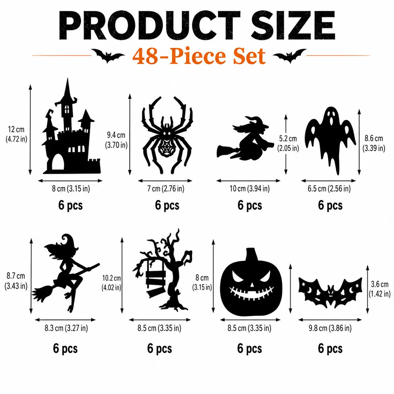 Halloween LED Silhouette Wall Light Stickers, Battery Powered Peel & Stick Decor Lights🦇
