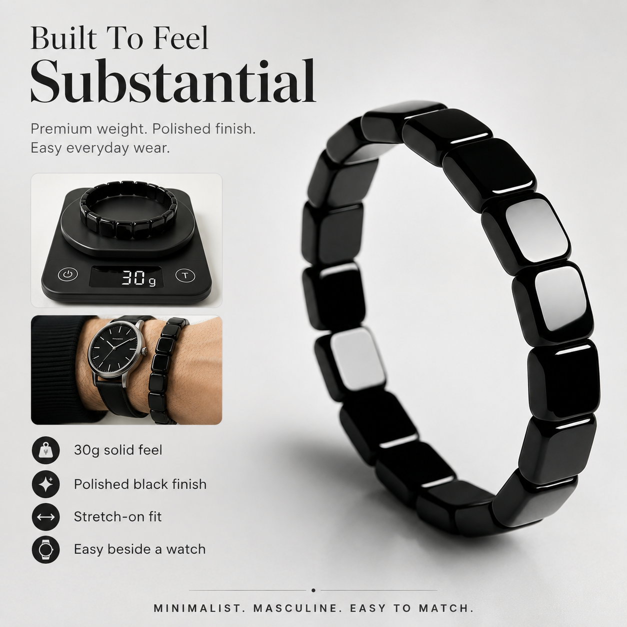 Elnuvo® Men’s Hematite Strength Bracelet