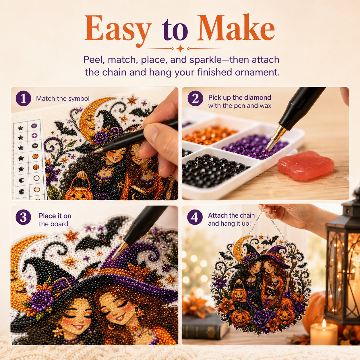 🔥Last Day 49% OFF - 🧙‍♀️🎃Halloween Witch Friendship Diamond Art Window Suncatcher(📦Buy 2 Free Shipping)