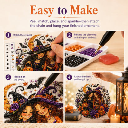 🔥Last Day 49% OFF - 🧙‍♀️🎃Halloween Witch Friendship Diamond Art Window Suncatcher(📦Buy 2 Free Shipping)