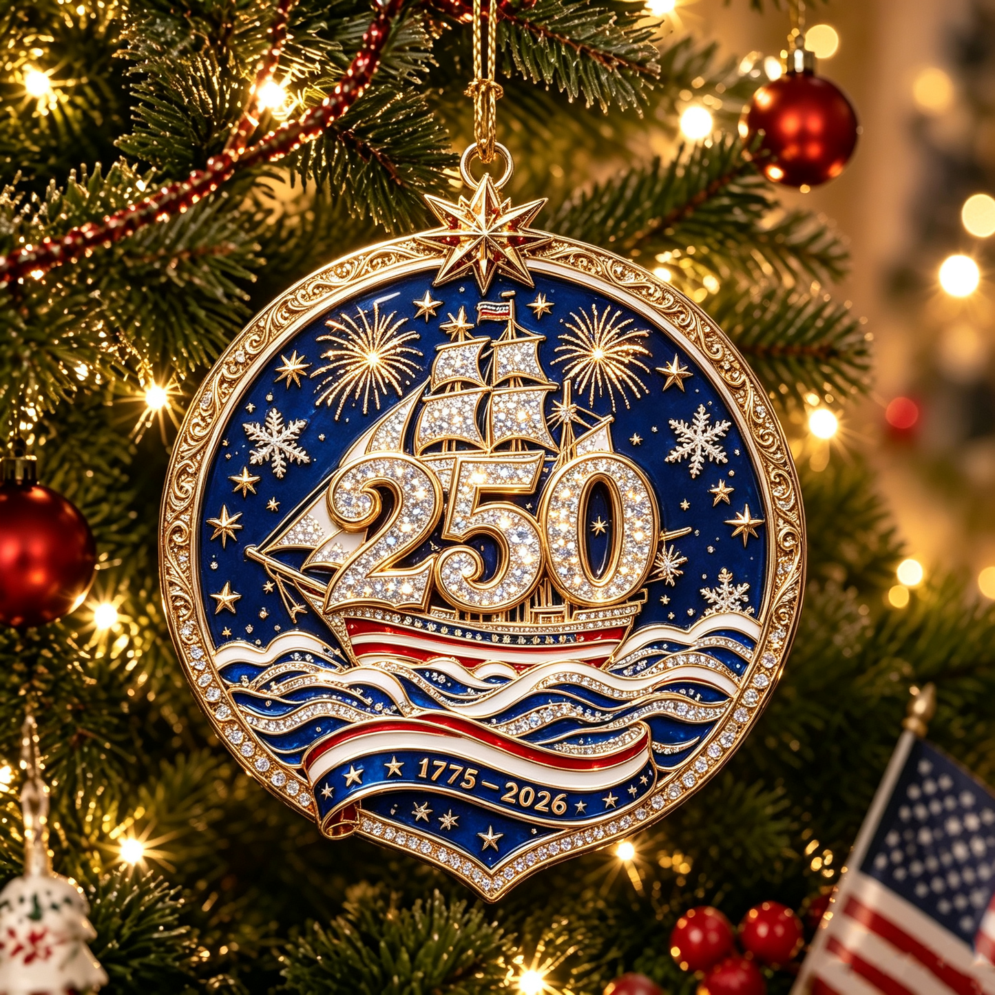 💖USA 250th Anniversary Christmas Ornament