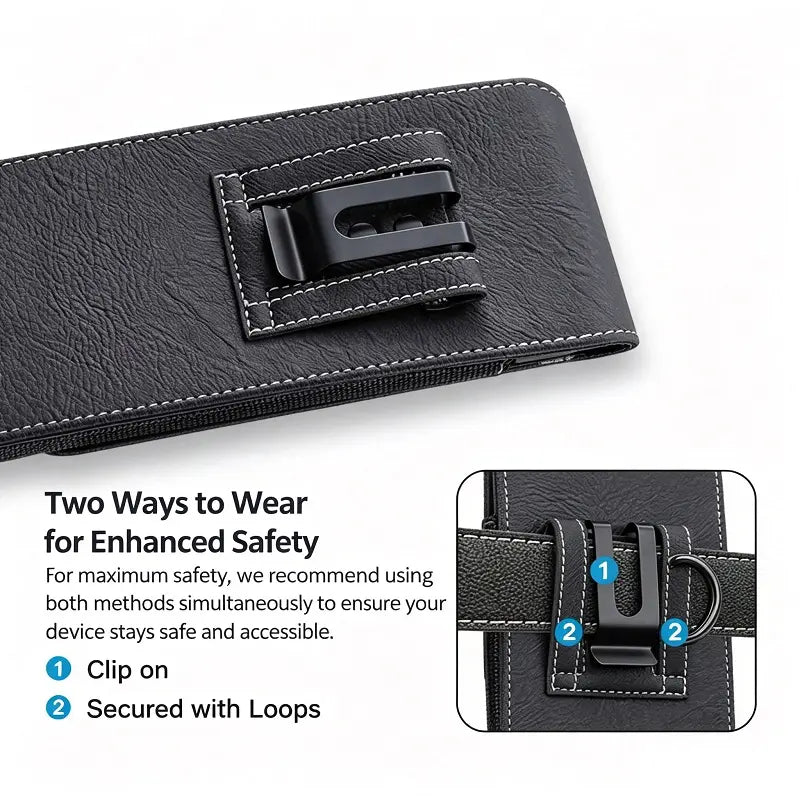 Men's Waist Phone Pouch with Card Slot, Magnetic Lock & Metal Belt Clip📱