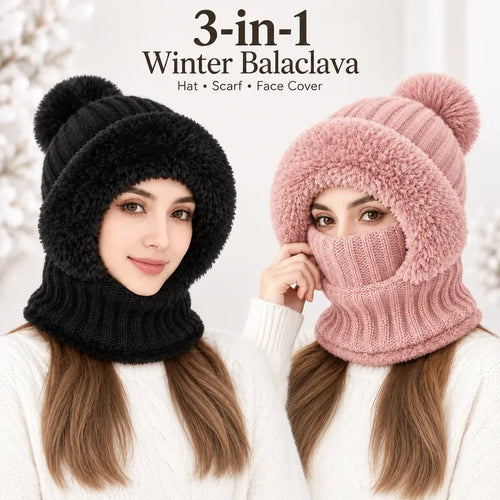 Girls' 3-in-1 Fleece Winter Balaclava - Keep Warm Face Covers & Mask with Hat 🧶