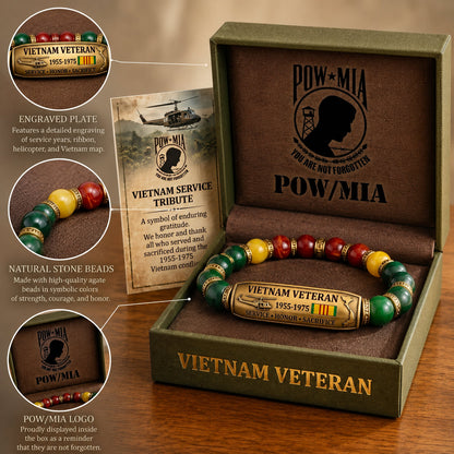 🎖️Vietnam Veteran Tribute Beaded Bracelet with Giftbox