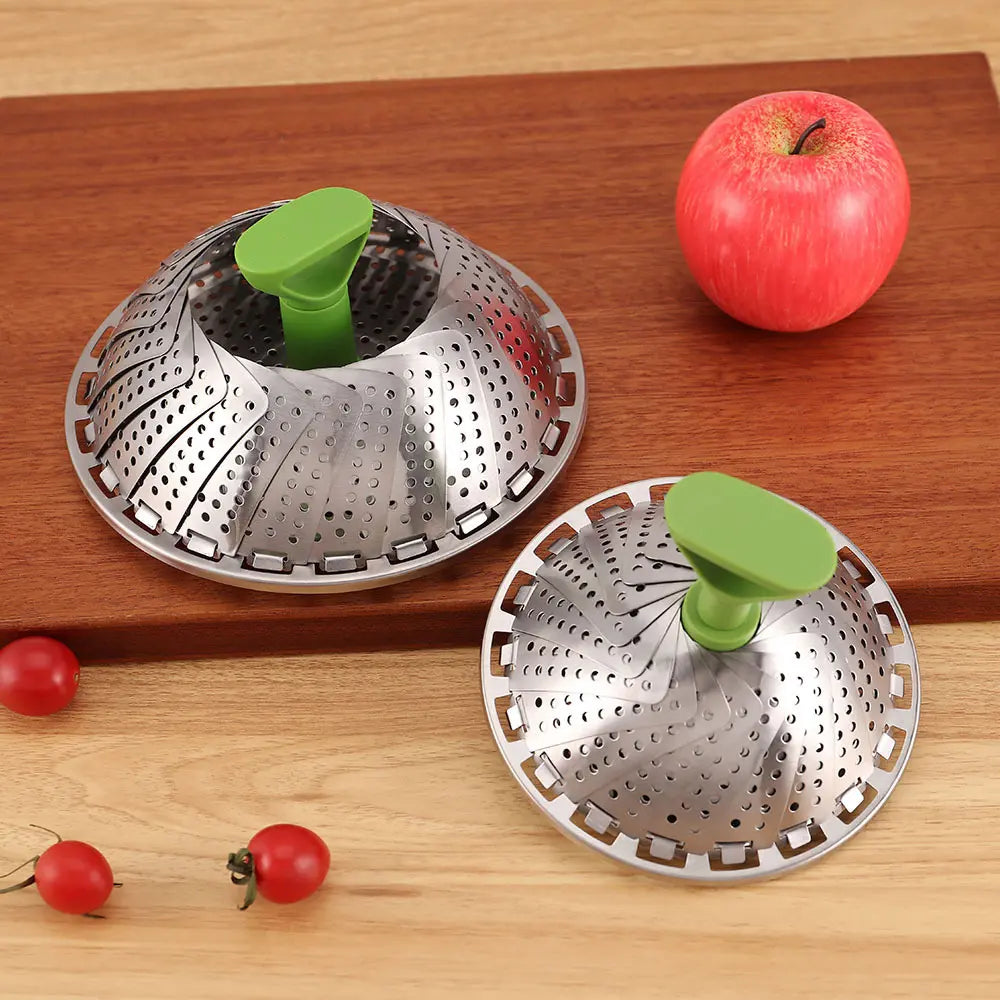 Stainless Steel Folding Vegetable Steamer Basket with Extendable Handle for Pots