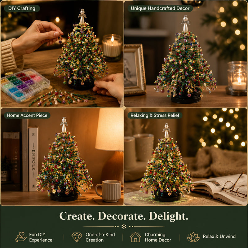 🎄Mini Tabletop DIY Beaded Christmas Tree Craft Kit | Handmade Holiday Home Decor🎁