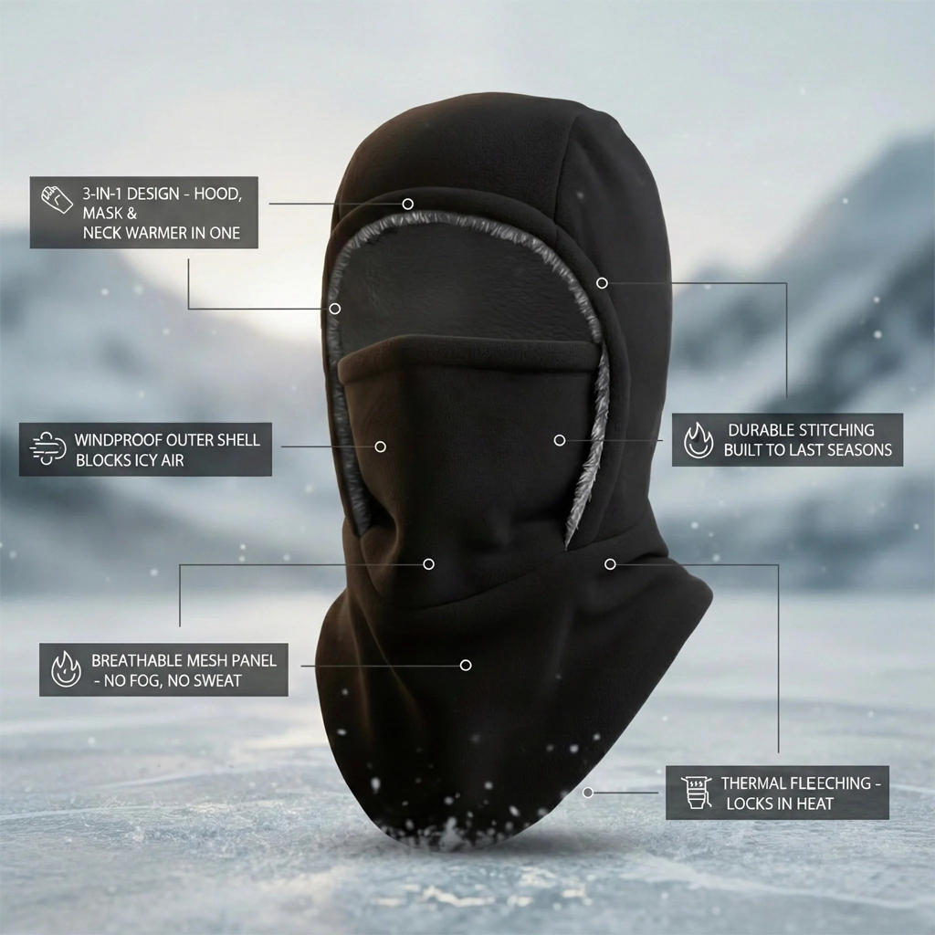 🔥Buy 1 Get 1 Free🔥3-in-1 Winter Balaclava – Windproof Hat, Face Mask & Neck Warmer