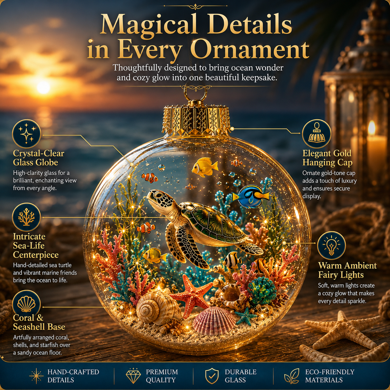 🌊Summer Ocean Animal Lighted Diorama Ornament – 🎁8 Magical Coastal Designs