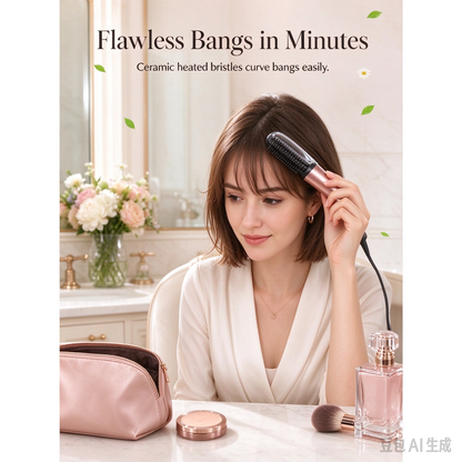 Cordless Mini Heated Hair Straightener Brush Portable Rechargeable Hair Styling Comb for Bangs and Volumizing