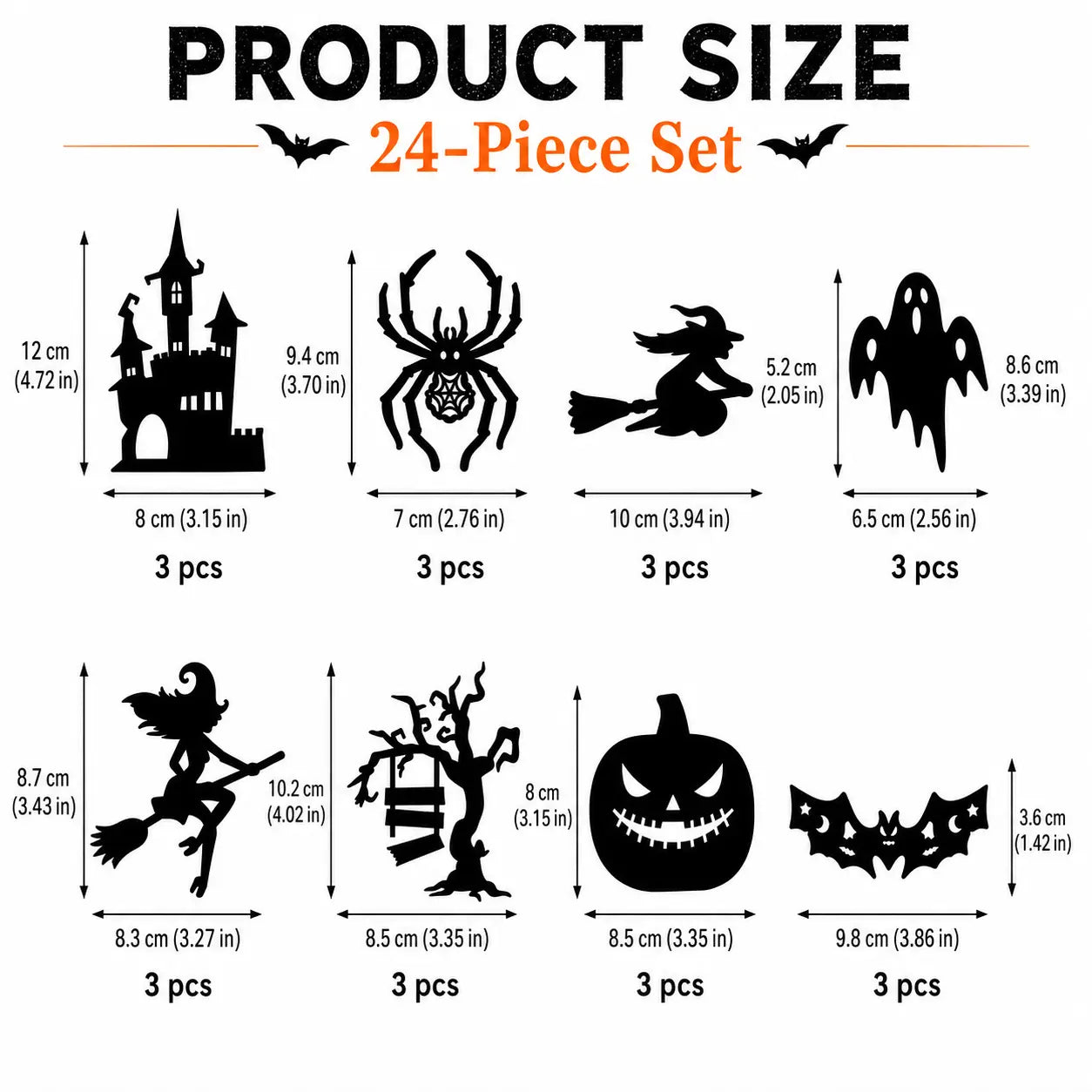 Halloween LED Silhouette Wall Light Stickers, Battery Powered Peel & Stick Decor Lights🦇