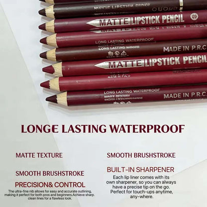 12Pcs Matte Lip Liner With Sharpener Set Waterproof Smudgeproof Precise Contour Lipstick Pens 😍