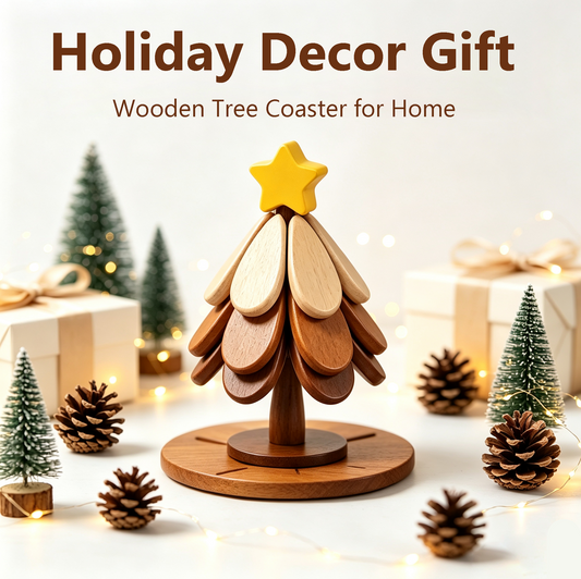 Wooden one tree coaster Solid wood home desktop decoration🎄