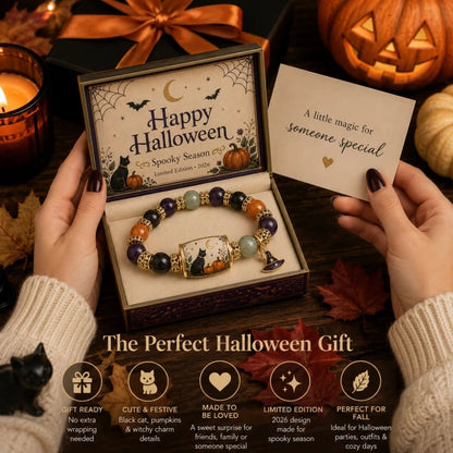 🔥LAST DAY 50% OFF👻Limited Edition 2026 Halloween Black Cat Pumpkin Beaded Bracelet Gift Set🎁