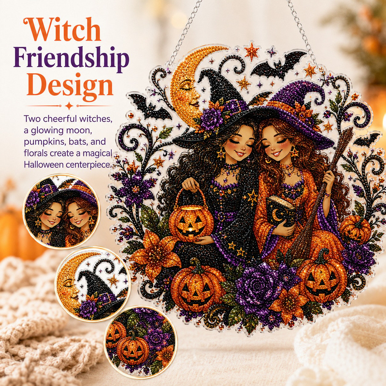🔥Last Day 49% OFF - 🧙‍♀️🎃Halloween Witch Friendship Diamond Art Window Suncatcher(📦Buy 2 Free Shipping)