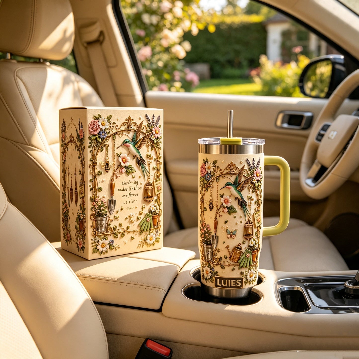 Personalized Gardening Hummingbirds & flowers Tumbler