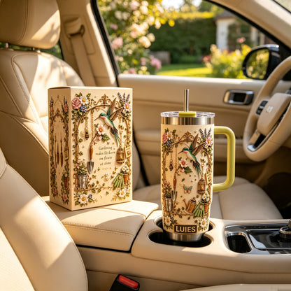 Personalized Gardening Hummingbirds & flowers Tumbler