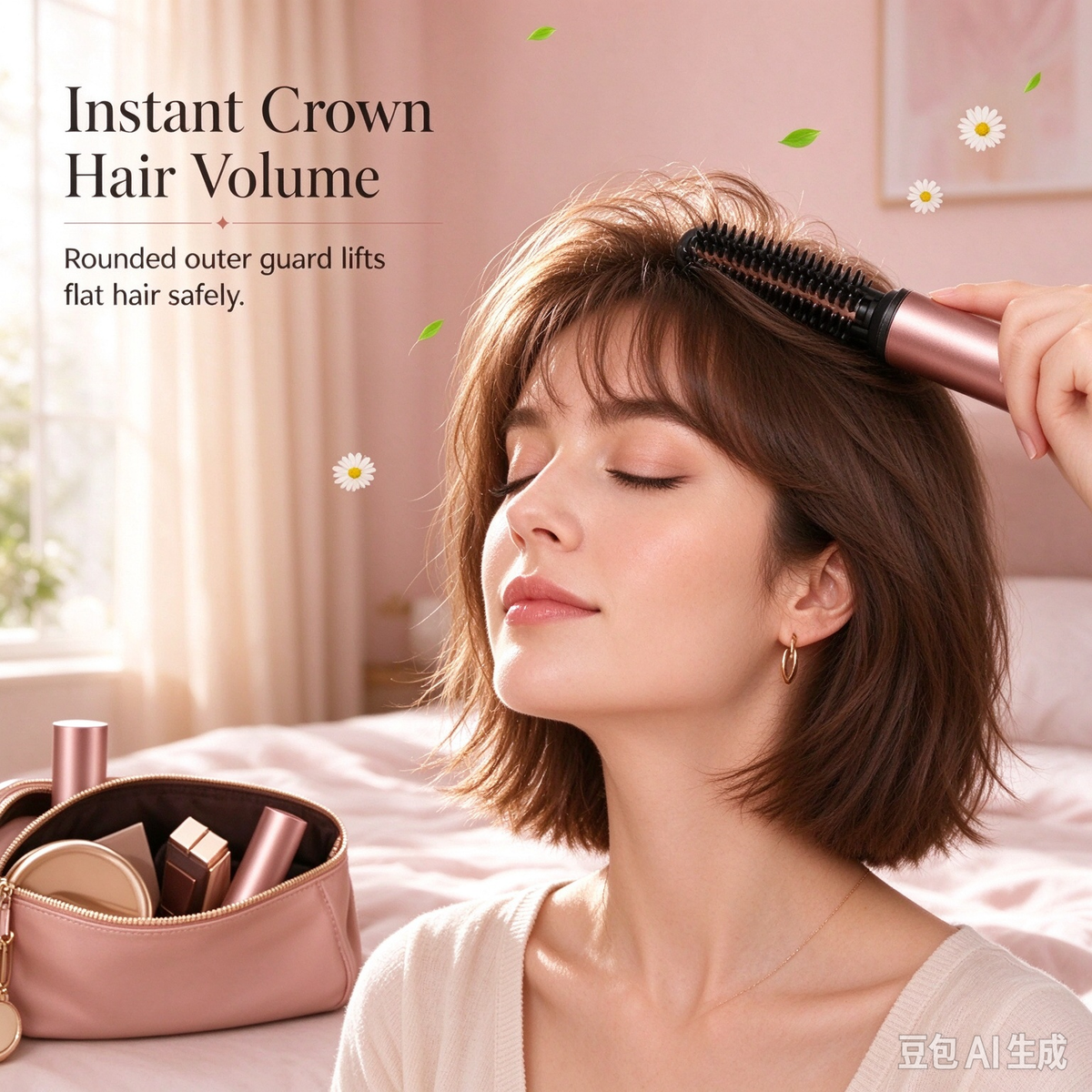 Cordless Mini Heated Hair Straightener Brush Portable Rechargeable Hair Styling Comb for Bangs and Volumizing