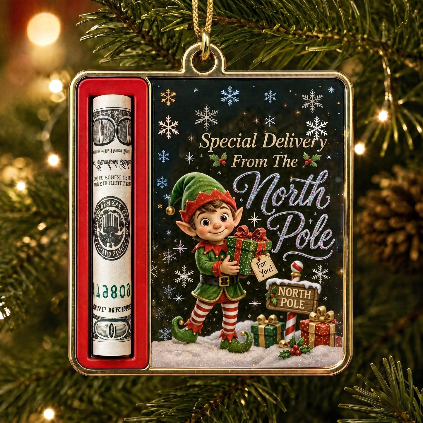 🎄 Christmas Money Holder Ornament – "A Few Bucks From Santa" Cash Gift Card 💰✨