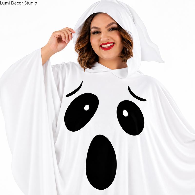 Adult White Hooded Full-Cover Ghost Halloween Costume