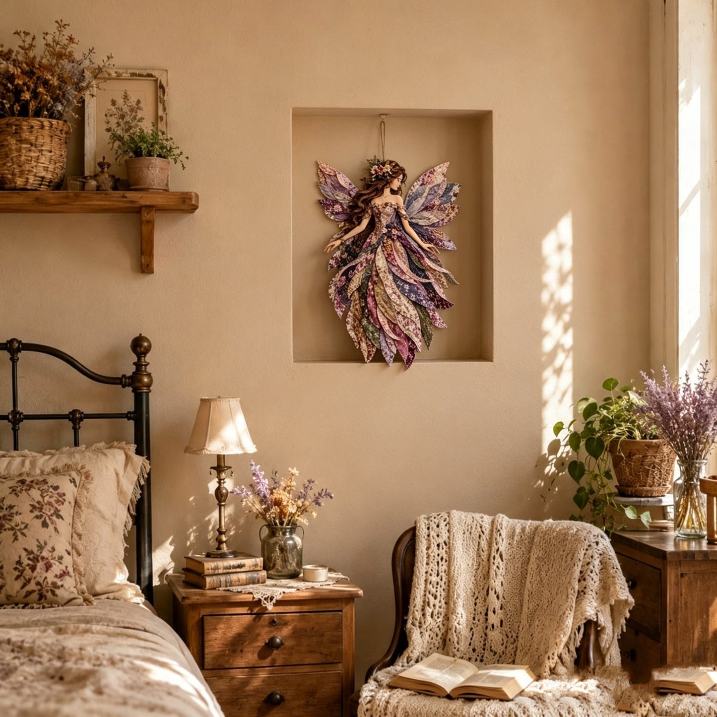 🧚‍♀️🌸 Premium Fairy Patchwork DIY Kit | High-Quality Layered Fabric with Floral Wings DIY Handmade Fantasy Wall Decor ✨