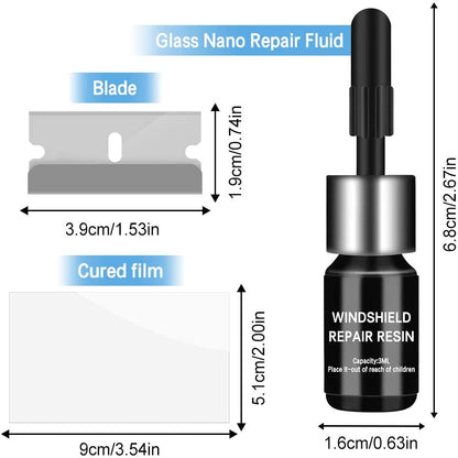 🏭Direct from glass factory, Buy 3 Get 2 Free！💦One drop fixes all glass cracks！🚗Glass Crack Repair Agent