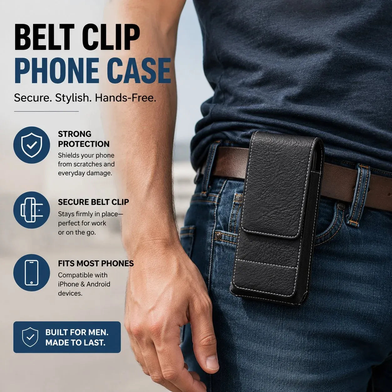 🔥Waist Belt Cell Phone Pouch 📱 Multi-Pocket Leather Holster with Card Holder