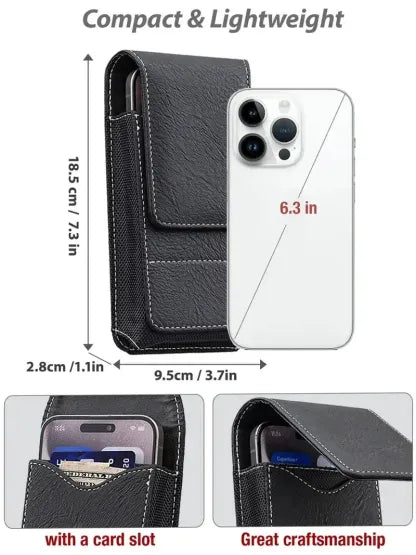 🔥Waist Belt Cell Phone Pouch 📱 Multi-Pocket Leather Holster with Card Holder